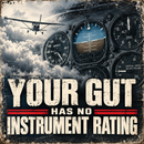 Your Gut Has No Instrument Rating 12 x 12 acrylic sign with flight instruments and light airplane