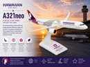 Model of Hawaiian Airlines A321neo airplane with sunset background