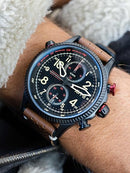 AVI-8 Mens 43mm Hawker Hunter Duke Chronograph Japanese Meca-Quartz Pilot Watch with Leather Strap AV-4080