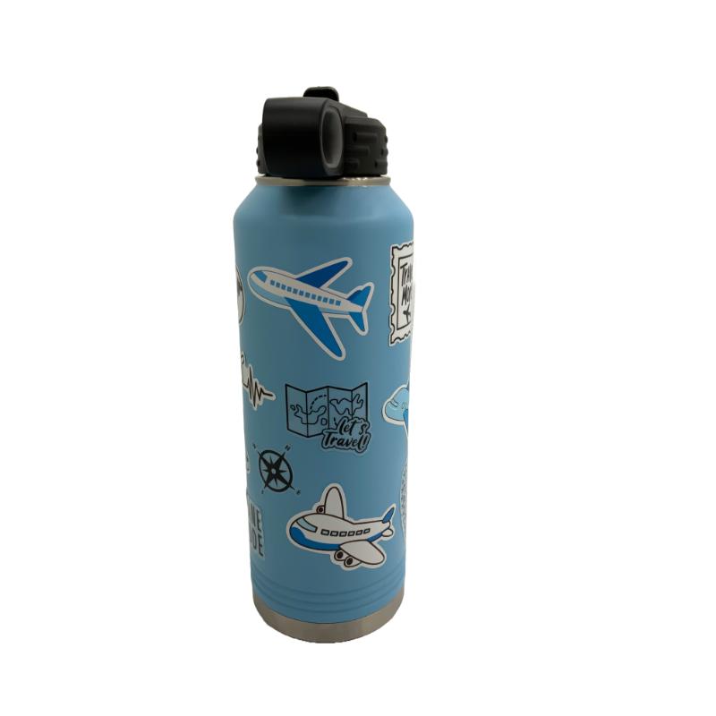 Water Bottle and Matching Decorative Airplane Sticker Kit