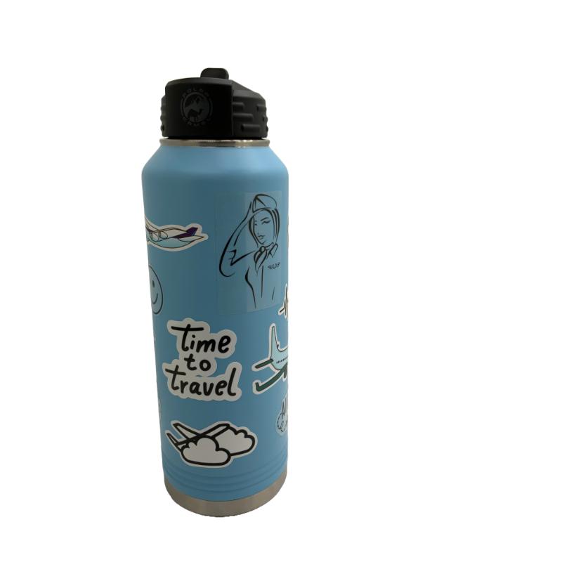 Water Bottle and Matching Decorative Airplane Sticker Kit