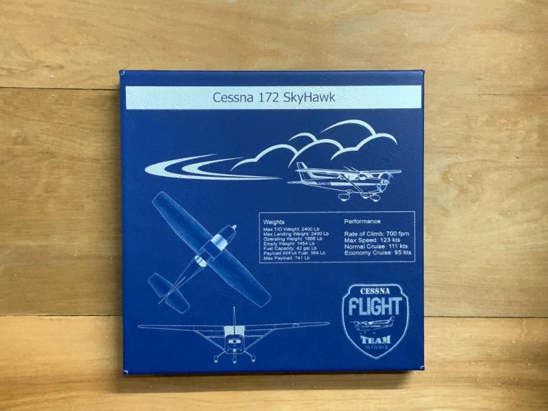 Cessna 172 Skyhawk, Sign, 10"x10" Leather Wall Art