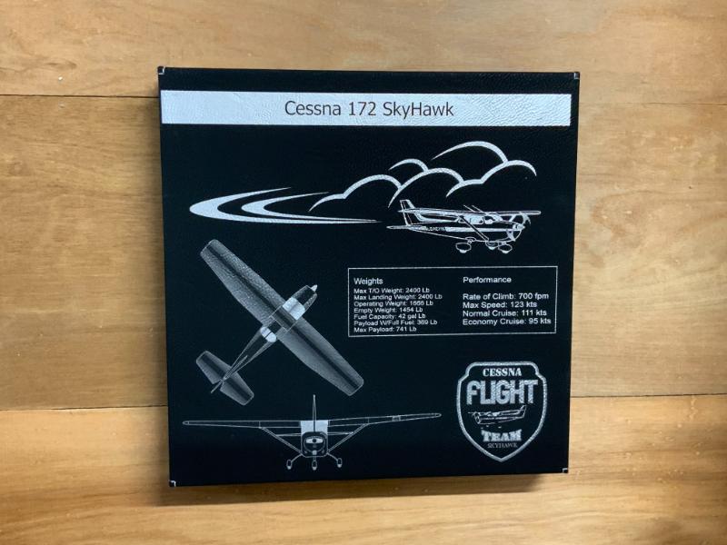 Cessna 172 Skyhawk, Sign, 10"x10" Leather Wall Art