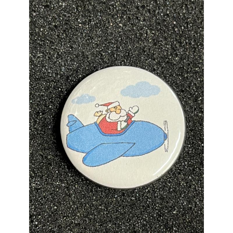 Santa Flies Button Pin