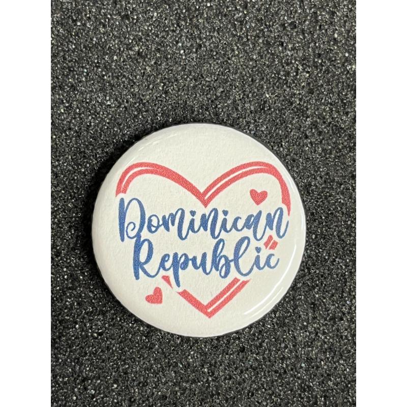 Dominican Republic Heart Button Pin