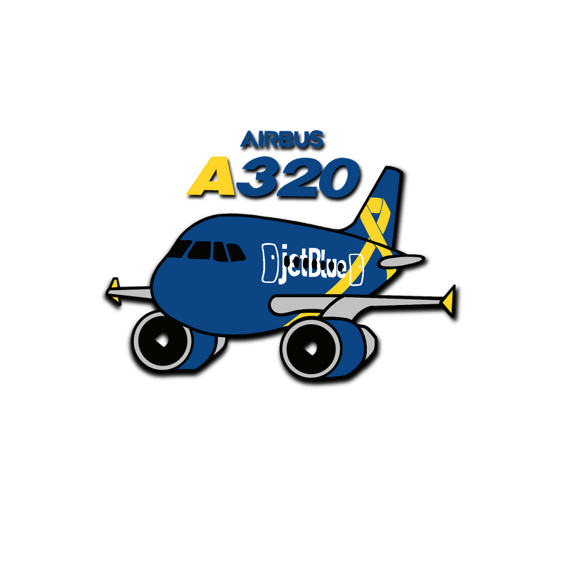 Jetblue Vets in Blue Cartoon Sticker Airbus 320 Decal