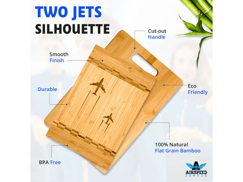 Aviation Cutting Board, Bamboo Jet Aircraft Silhouettes Planes