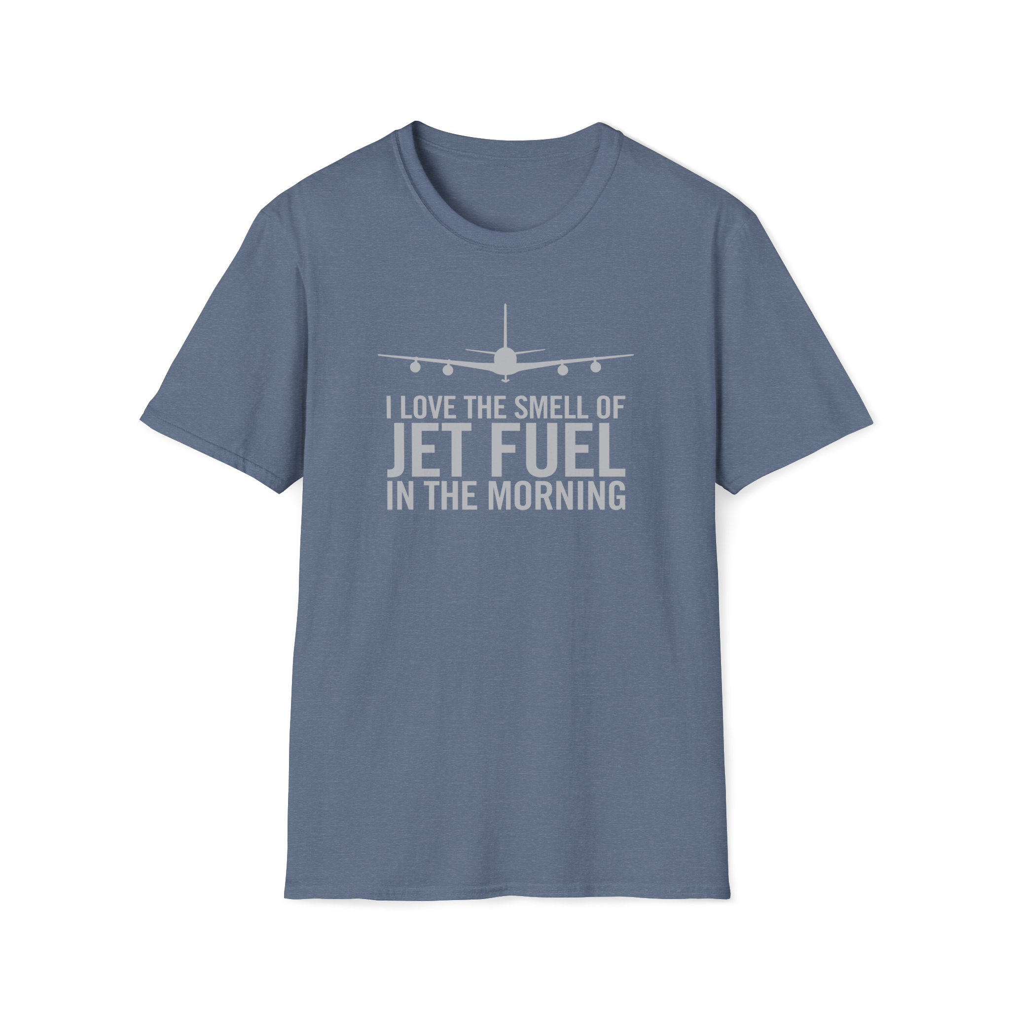 Indigo Blue KC-135 t-shirt with airplane graphic and text on a white background