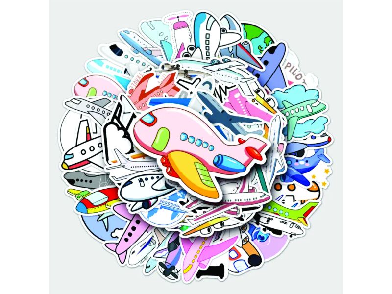 Plane Drawing Sticker Airplane Sticker Set for Kids, 50 Pieces | Air Speed Junkie