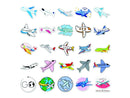 Airplane Sticker Set for Kids, 50 Pieces
