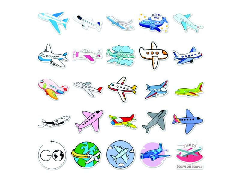 Airplane Sticker Set for Kids, 50 Pieces | Air Speed Junkie