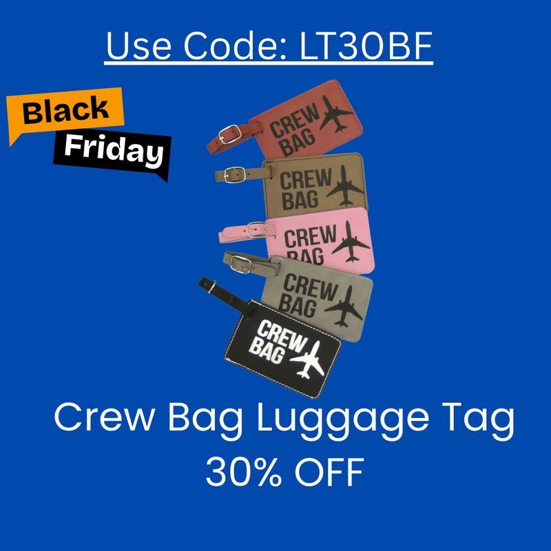 Crew Bag Tag, Leather, Crew Tags, For Airline Crewmembers, Set of Two