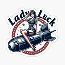Lady Luck Pinup Girl on vintage aircraft nose