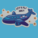 Lets Fly Away Blue Airplane Sticker