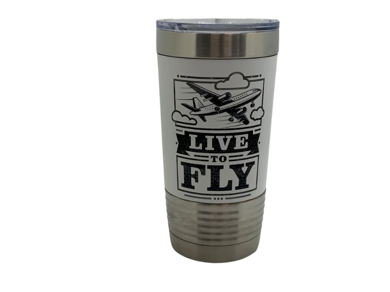 Live To Fly, Silicone Wrapped 20 ounce Aviation Tumbler