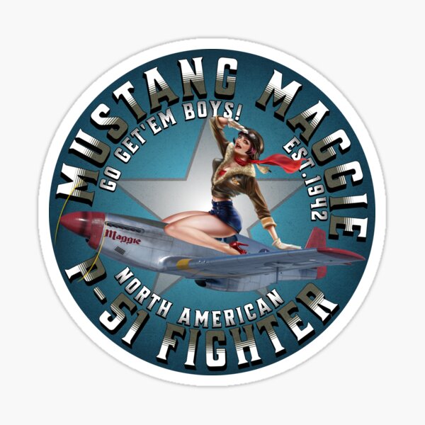 Mustang Maggie Pin Up on P-51 Sticker MAGGIE-192