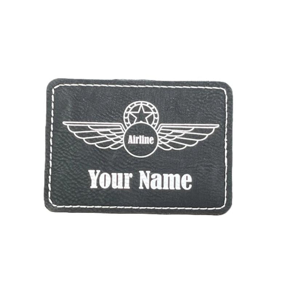 Custom, Personalized, Name Patch with Wings, Leather Patch