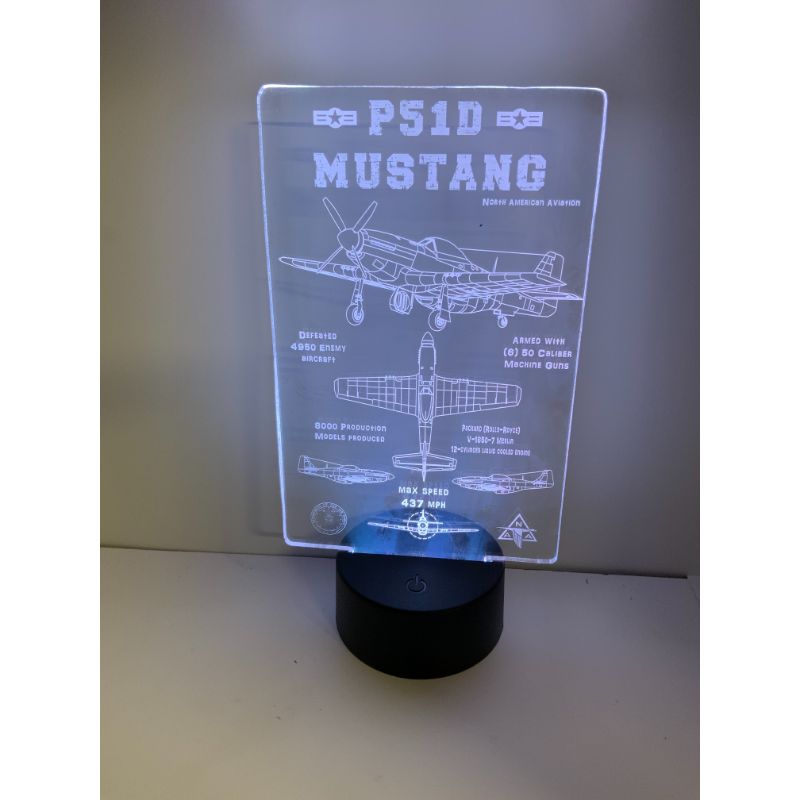 P-51 Mustang Acrylic LED Display, 15 Colors | Air Speed Junkie