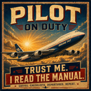 Pilot on Duty Sign | Trust Me I Read The Manual | Vintage Aviation Humor