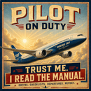 Pilot on Duty Sign | Trust Me I Read The Manual | Vintage Aviation Humor