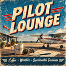Pilot Lounge 12 x 12 acrylic aviation sign with light airplane, coffee mug, and sectional chart