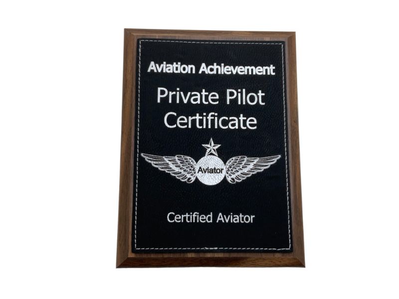 Private Pilot Certificate Plaque walnut