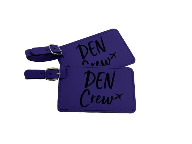 Denver Crew base luggage tag in purple