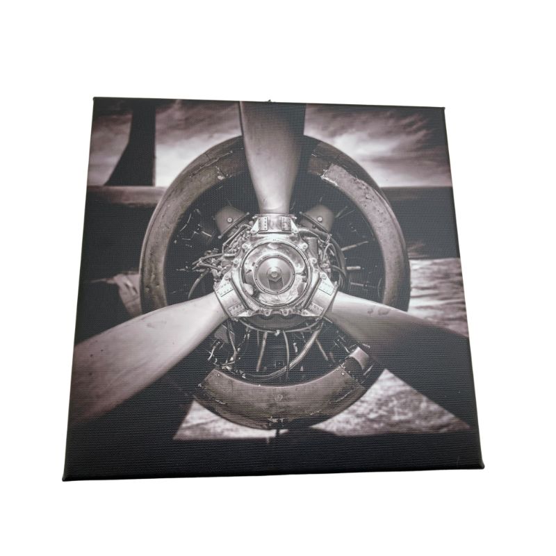 aircraft engine on black and white canvas