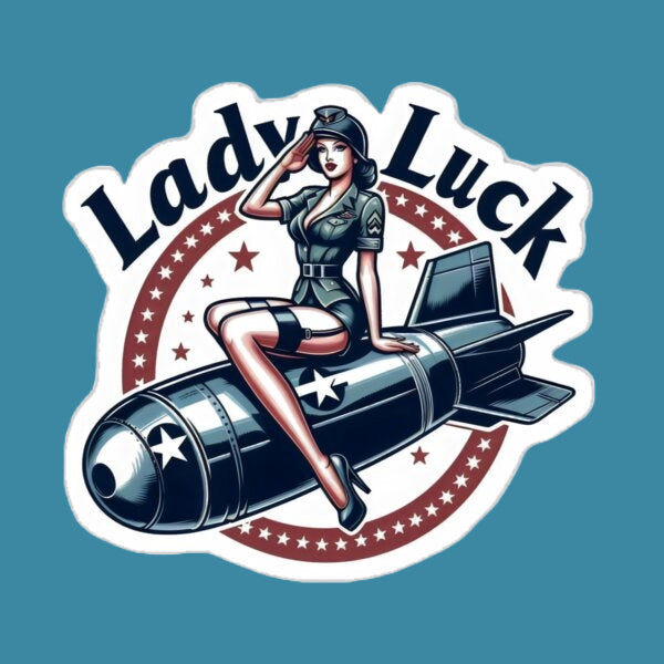 Lady Luck Pinup Girl on vintage aircraft nose