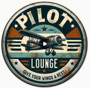 Pilot Lounge Retro Aluminum Sign