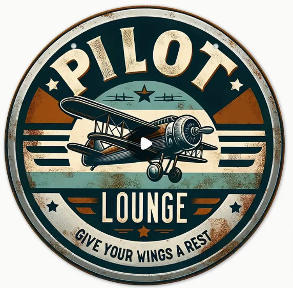 Pilot Lounge Retro Aluminum Sign