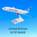 United Airlines Boeing 737 MAX 8 1/130 Scale Model - Front View