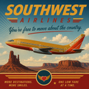 Southwest Airlines Vintage Sign | 12x12 Retro Aviation Wall Decor for Pilots