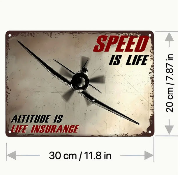 Speed is LIfe, Metal, Aviation, Vintage Sign