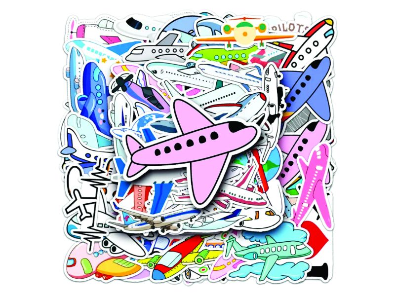 Airplane Sticker Set for Kids, 50 Pieces