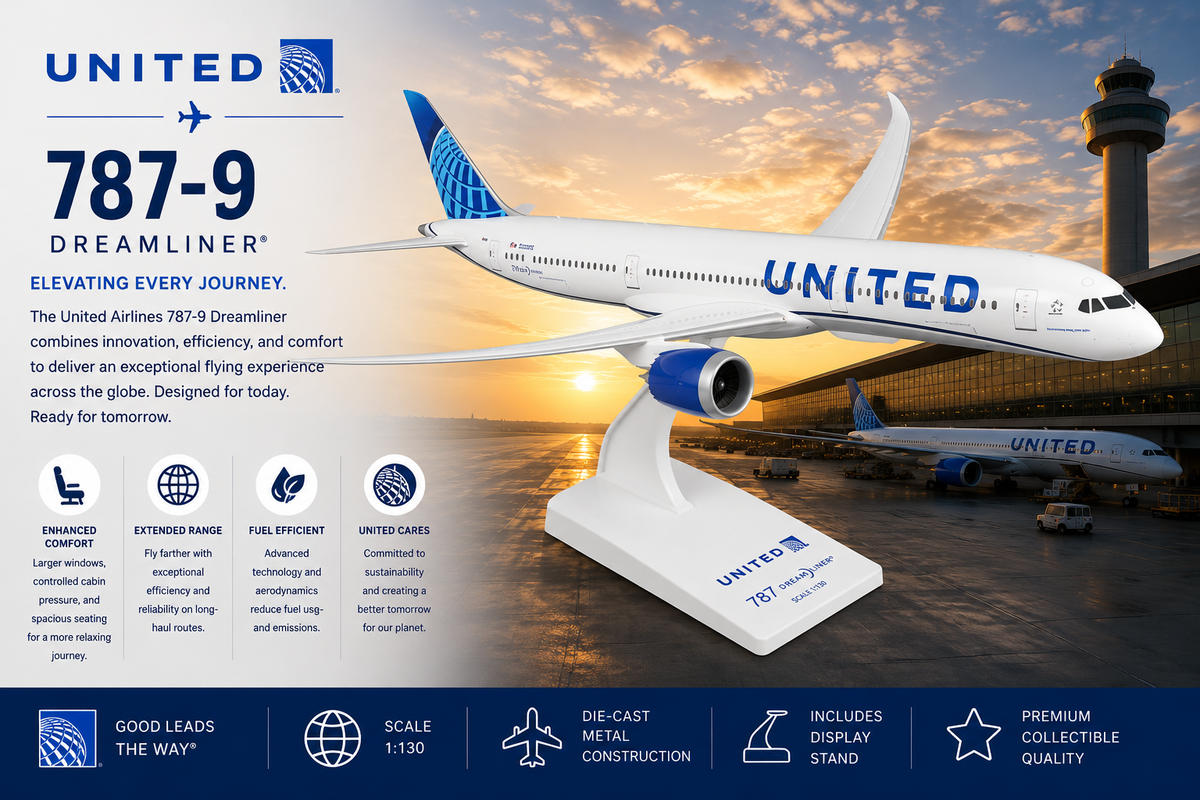 United Airlines 787-9, Scale Airplane Model, 1/200 | Air Speed Junkie