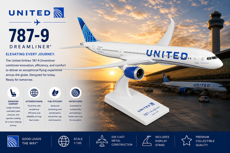United Airlines 787-9, Scale Airplane Model, 1/200 | Air Speed Junkie