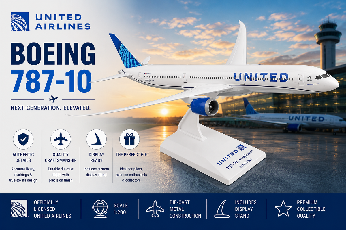 SkyMarks United Airlines 787-10 Dreamliner Die-Cast Model 1:200