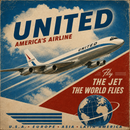 Vintage United Airlines Sign | 12x12 Retro Aviation Wall Decor