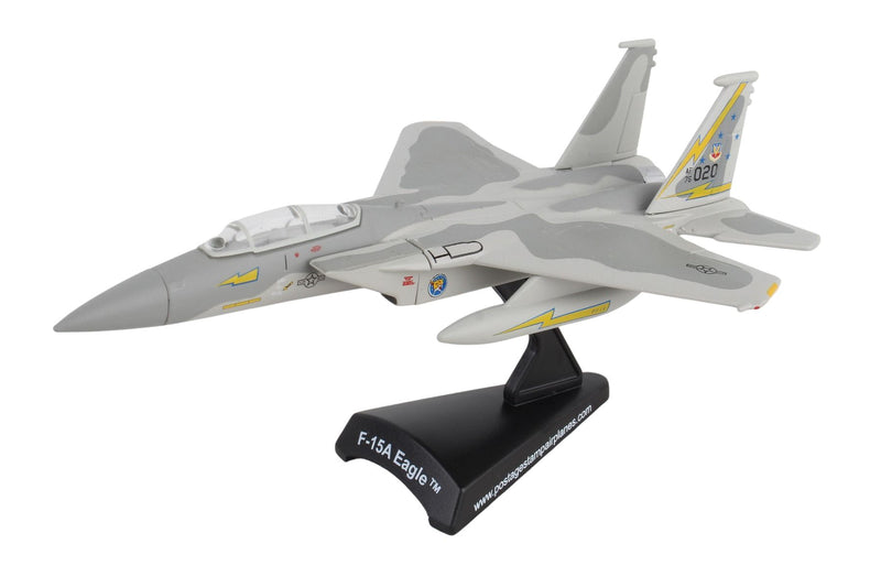 Close-up of F-15 Eagle cockpit and USAF markings on die-cast model