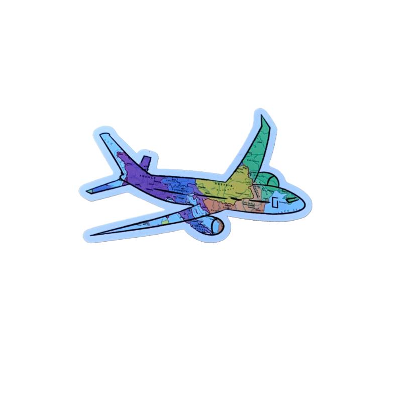 Airplane World, Pilot Sticker, World Map, Funny Gifts for Pilots, Airplane Decal World Map Plane