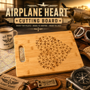 Airplane Heart Cutting Board, Bamboo Aviation Theme
