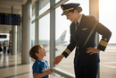 Child Looking Up to Airline Pilot