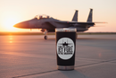 F-15 Eagle sticker on water bottle with jet background