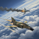 F-4 Phantom fighter jet shooting down MiG aircraft - dramatic aerial combat illustration