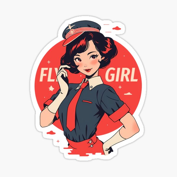 Fly Girl Sticker Vintage Decal