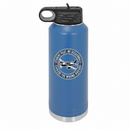 Student Pilot We Occasionally Choose The Wrong Rudder sticker on a royal blue pilot water bottle on a white background