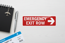 Flight Attendant Emergency Exit Row sticker flat lay with cabin crew accessories