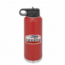 Cessna vintage badge airplane sticker on a red pilot water bottle on a white background
