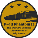 F-4 Phantom MiG Part Supplier sticker - 3.5 inch waterproof aviation decal with gold and black design